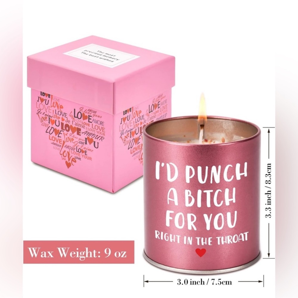 โจ๐ IโD PUNCH A BI T CH FOR YOU RIGHT IN THE THROAT NEW PINK GARDENIA SOY CANDLE - Picture 2 of 6